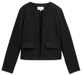 TOM TAILOR Damen Bouclé Jacke mit Taschen, 37007 - Black Boucle Structure, 44