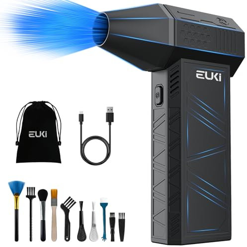 EUKI Compressed Air Duster PC Cleaner, 150000RPM Air Blower for PC Cleaning, Electric air Dusters, 3-Speed Cordless Rechargeable Reusable Compress