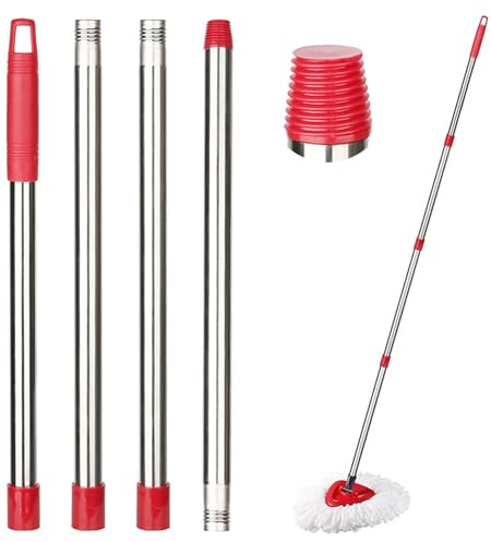 Mop Handle for Viledar All Turbo Mop Replacement Stick,Adjustable Stainless Steel Handles Pole for Spin Turbo/Turbo-Smart/EasyWring Mops Pole,Fits O-Cedar and Most DE Threaded Brooms