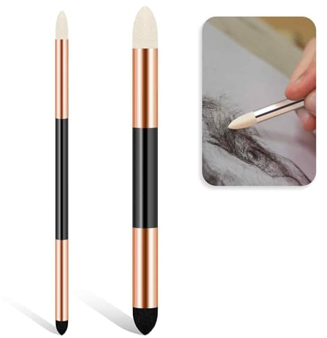 2 Stüc Bleistift Wischer Zeichnen Künstler Mischschwamm Stift, Papierwischer Doppelendiger Mischstift Bleistift Skizzenstift Pinsel Reibeschwamm Zeichnen Kunst Blendeing Werkzeug Wiederverwendbar