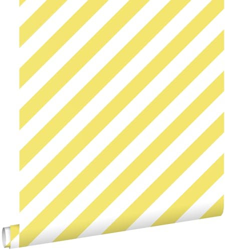 papier peint à rayures jaune et blanc 53 cm x 10.05 m - ESTAhome