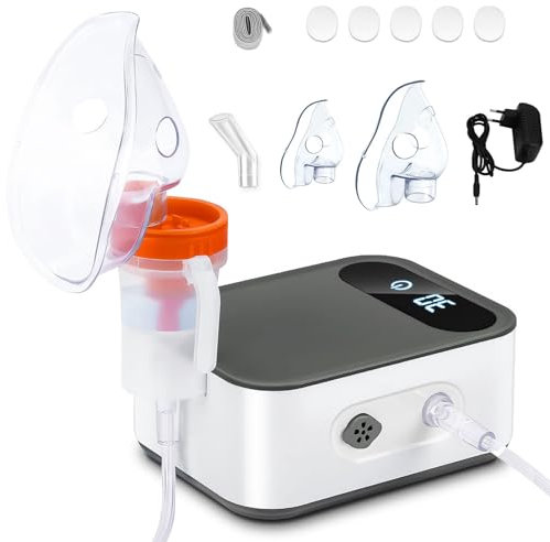 Wholede Aerosol Ultrasuoni Silenzioso - Nebulizzatore A Compressore, Areosol per Bambini ed Adulti con Boccaglio E Maschera, Velocità di Atomizzazione Regolabile