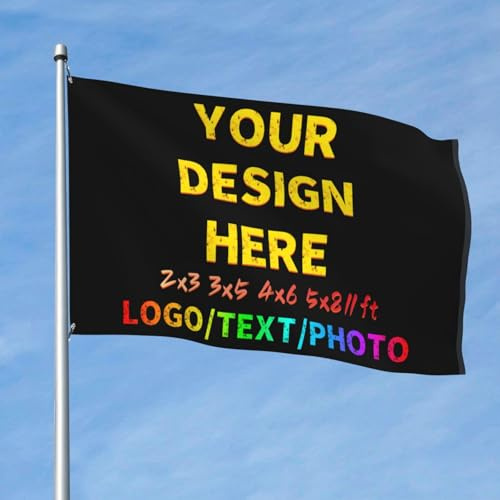 Personalisierte Flagge & Banner - Gestalten Sie Ihre eigenen Flaggen, fügen Sie Ihren Text/Logo/Foto für Gartenaußendekorationen, Campingflaggen, 2x3 Ft, einseitig bedruckt hinzu.