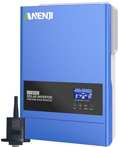 Aninerel Hybrid-Solar-Wechselrichter 6200 W, 48 V DC auf 230 VAC, Reiner Sinus-Wechselrichter mit 120 A MPPT-Solarladeregler, maximale Eingangsspannung PV 500 V, für