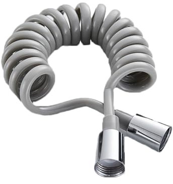 TYMYW Brauseschlauch Flexibel,Teleskop-Feder-Brauseschlauch,Edelstahl-Schnittstellen-Spiralschlauch,für Sprüh-Wc-Bidet,Galvanik Grau,118,11 Zoll