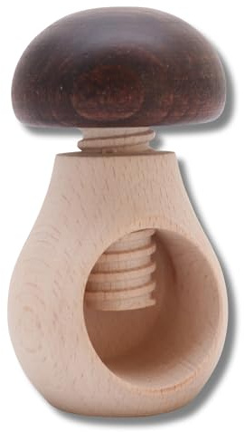 Homiez Nussknacker Pilz für Walnüsse und Haselnüsse | aus naturbelassenem Buchenholz mit Schraubgewinde | Walnussknacker Holz auch geeignet als Deko oder Geschenk (Braun, 1 Stück)