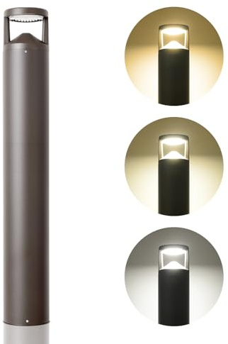 OSTEK LED Bollard Landscape Lights 24W 42Inch Outdoor Modern Pathway Light, 3CCT Selectable (3000K/4000K/5000K) IP65 Rated Commercial Landscape Lighting Fixture for Garden, Pathway, Driveway, 120-277V