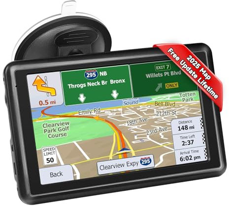 Sat Nav, 5 inch GPS Navigator for Car, Truck, HGV with UK Maps, Lifetime Free Updates, Support Postcode Search and Voice Guidance, Speed Camera Alert, Lane Guidance Assist, POI