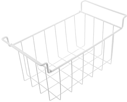 OFFSCH Cestello Freezer in Ferro Bianco, Cestello Interno per Congelatore Design Sospeso, Accesso Rapido e Pulizia Facile per Organizzare la Cucina, Kitchen Storage Basket | Accesso Rapido e Pulizia Semplice, Ottimizza lo Spazio, per Organizzare la Cucina