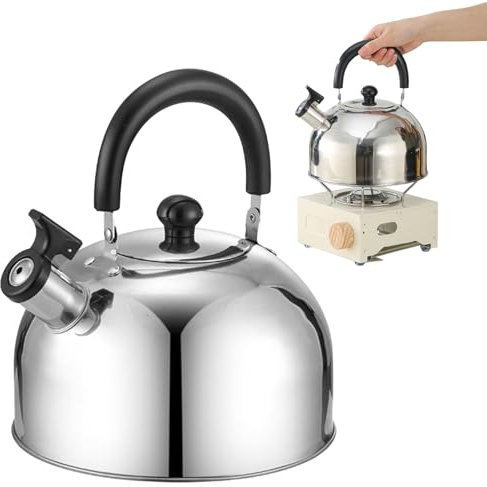 JIEBWCHA Bouilloire À Thé Sifflante, 2/3L Bouilloire Sifflante Induction, Bouilloire Hémisphérique, Bouilloire De Camping En Acier Inoxydable Avec Poignée Résistante À La Chaleur
