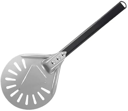 AMENGJ Pelle à Pizza en Aluminium Pelle à Pizza Ronde 7/9/12 Pouces, Tourne-Pelle à Pizza, Tourne-Pelle à Pizza, Manche Long, en Aluminium perforé, Accessoires for Four à Pizza(9 inch Metal Handle)
