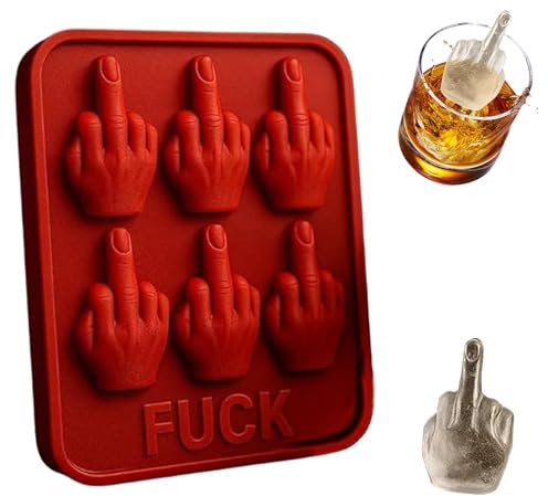 Lustig Mittelfinger Eiswürfelform, Funny Middle Finger Ice Mold, Neuartige Mittel finger Eisform, Wiederverwendbare Silikon Eiswürfelschalen for Cocktails, Kaffee, Limonade, leicht zu lösen (Rot)