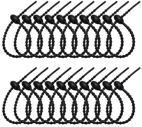 PATIKIL Bridas de silicona de 8 pulgadas, 20 bridas de goma reutilizables para el hogar, oficina, cocina, bolsas de alimentos, cables, clip ajustable para bolsa, color gris