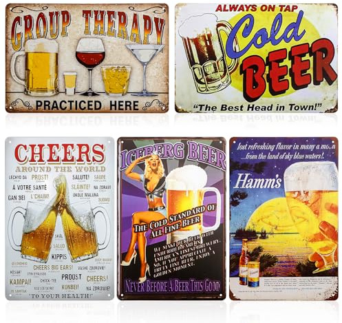 CRITIVE-S 5PCS Metal Bar Sign Vintage Decor, Bar Accessories for Home Pub