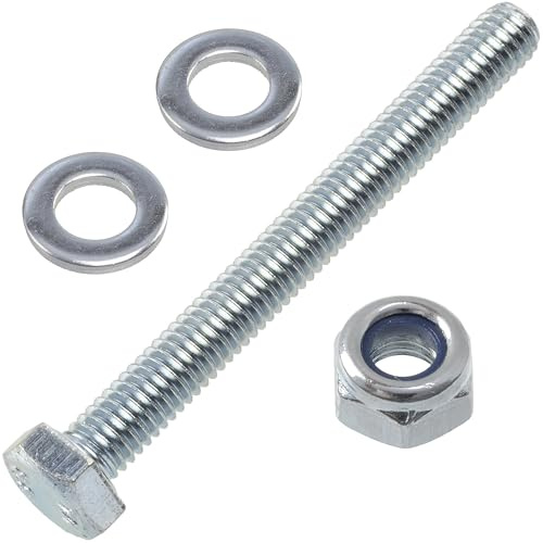 AERZETIX - Set di 25 bulloni a testa esagonale M6x55 mm + 50 rondelle + 25 dadi esagonali autobloccanti M6 per montaggio fai da te e fissaggio leggero | acciaio