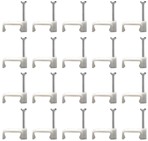 CHUYIX Kabelschellen 200 Stück 4mm quadratischer kabelklemmen Wand Kabel nagelklemmen kabelhalter drahtclips nagelschellen mit Bevestigingsnagels kabelbefestigung Cable clamp für Leitungen Draht