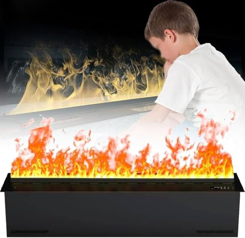 Elektrischer 3D-Wasserdampf-Kamineinsatz – einstellbare Flammenfarben, Geschwindigkeitsregelung, Luftbefeuchter, Fernbedienung und App-Steuerung, automatische Wasserfüllung,