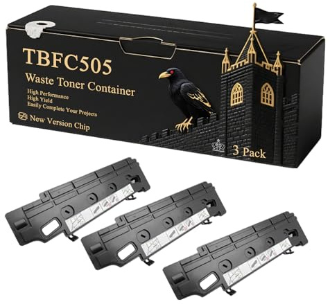 TBFC505 Waste Toner Container Compatible for Toshiba e-Studio 2505AC 3515AC 5005AC 2515AC 3555CSE 5015AC Printers, With Chip, 220000 Pages, Vibrant Colours (3 Pack Black)