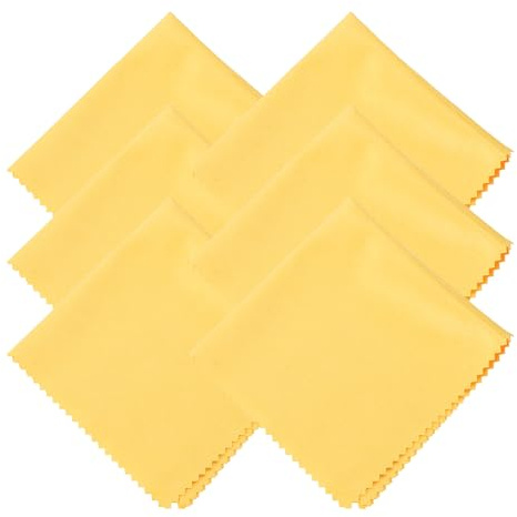 sourcing map 6 Pcs Microfiber Cleaning Cloth for Glasses, 11.8 x 11.8 Inch Eyeglass Cleaning Cloth, Glasses Cleaner Wipes for Electronics Lenses Screens Cameras Cell Phones, Yellow