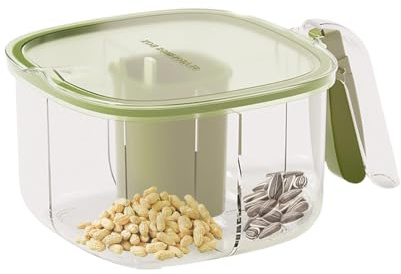 Nkmifeg Contenitore per condimenti, con 4 scomparti, con coperchio, per, zucchero, sale, pepe, chicchi di caffè, campeggio, picnic, barbecue, casa e cucina