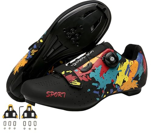 Zapatos de Ciclismo para Hombre Mujer, Bicicleta de Carretera MTB Zapatillas de Ciclismo Unisex Adulto compatibles con Pedal SPD-SL e instalación Compatible SPD/Look KEO Cleats 36-47
