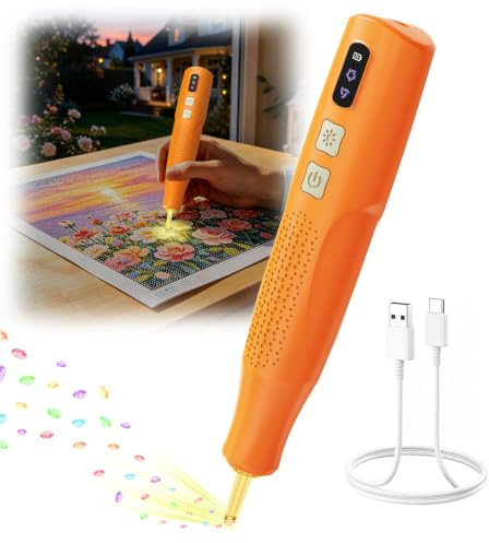 Elektrischer Diamond Painting Stift mit Licht Kabellos & Wiederaufladbar 5-H-Laufzeit, 2 Saugmodelle, Ergonomischer Griff Diamond Painting Zubehör für Mütter/Frauen/Liebhaber von Diamantmalerei