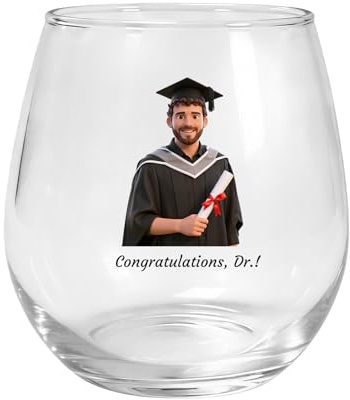 DUOYUN Copas de vino sin pie personalizadas con fotos y texto;copas de vino personalizadas de 350 ml o 470 ml;regalos de graduación para ella o para él;regalos para aniversarios,bodas o fiestas