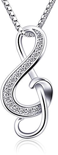 B.Catcher Musiknoten-Halskette aus 925er Sterlingsilber mit abnehmbarem 5A-Zirkonia-Musiknoten-Anhänger. Das Geschenk zu Weihnachten,Valentinstag,Muttertag oder Geburtstag für musikbegeisterte Freunde