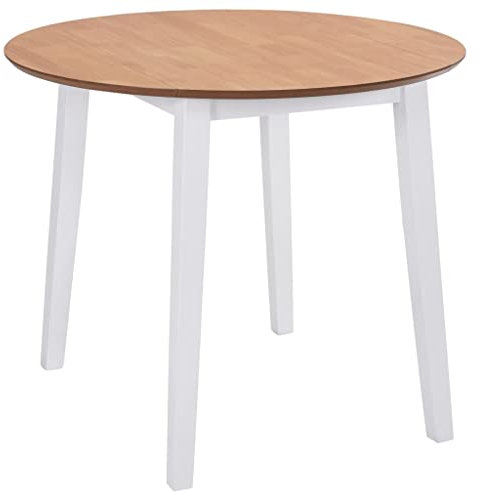 vidaXL Table de Salle à Manger Ronde à Abattant Table à Dîner Table de Repas Table de Cuisine Meuble de Cuisine Maison Intérieur MDF Blanc