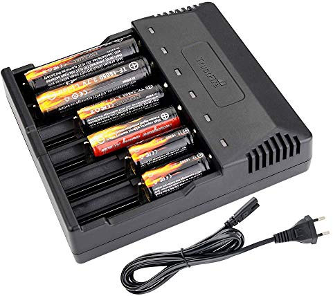 TrustFire TR-012 Cargador de batería universal - Cargador inteligente de 6 bahías de carga para baterías recargables de iones de litio de 3,7 V 18650 14500 18350 16340 10440