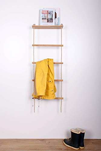 kleiderleiter.de STELLA Strickleiter Regal aus massiver Eiche, 125 x 45 x 20 cm