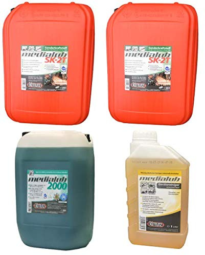 FORST TO GO PROFI, 2 X 25 Liter Medialub SK-2T Sonderkraftstoff Alkylatbenzin 2 Takt, 20 Liter Medialub 2000 Bio Kettenöl-Sägekettenöl +1 L Gerätereiniger/Forst- Agrar Reiniger
