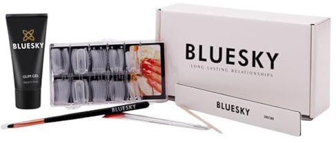 Bluesky Gum Gel Nail Extension Kit, Poly Gel Polish Starter Kit, Full Set for Beginners, Dual Forms, Cuticle Pusher, Nail File, Brush Applicator, Clear, 60g