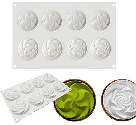Molde para Hornear 3D de Silicona con Forma de sartenes de Mousse francés, Herramienta crujiente Redonda de plástico, 8 Agujeros Origami Dos en uno