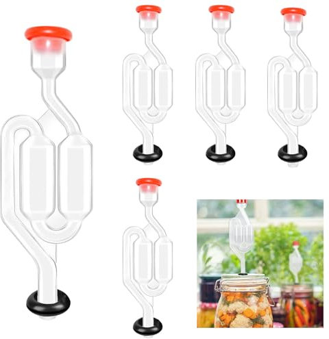 Aweisile Gärspund 5 Stück Gärröhrchen GärrohrGärverschluss Gärröhrchen Gäraufsatz mit Gärstopfen 10mm Fermentation Röhrchen für Fermentation Gärung Wein Machen Gären Kimchi Sauerkraut usw