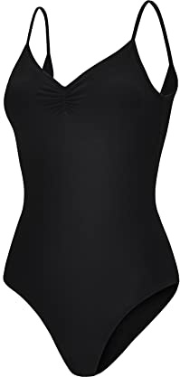 Dance Elite Camisole Leotard For Women - Lana - Womens Dance Leotard With High Leg And V-Neck (Black, Adult M)
