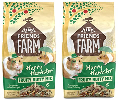2 Pack Harry Hamster Fruity Nutty Mix Complete Hamster Food Small Animals 700g/1.54lb