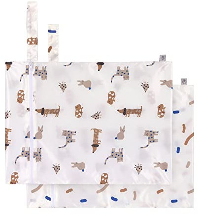 LÄSSIG Nasstasche wiederverwendbar für Kind Baby 2 Stück/Wet Bag Little Mateys royal blue