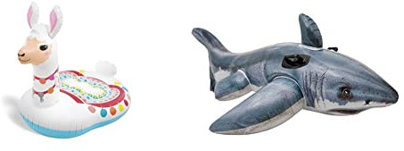 Intex Cute Llama Ride-ON 57564np Bunt ca. 135 x 94 cm & Great White Shark Ride-On - Aufblasbarer Reittier - 173 x 107 cm