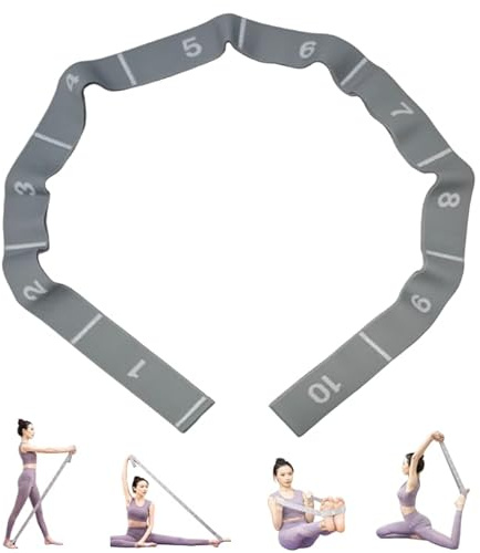 GIMIRO Bande élastique de fitness segmentée pour yoga, pilates, danse, étirement, rééducation (gris - 10 boucles)