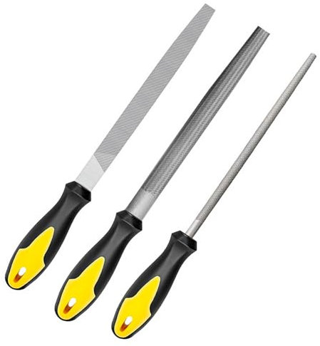 WELLYUK Metallfeilen-Set, 3-teilig, 20,3 cm, Hartstahlklinge, quadratisch, flach, runde und halbrunde Feilen für Metallbearbeitung, Holzbearbeitung, Tischlerei