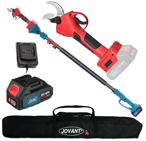 2-in-1 Electric Pruning Shears Cordless with Pole, 20V Cordless Pruning Shears,4.0Ah Battery Operated Pruning Shears, 9.3Ft -Up to 15.3Ft Telescopic Electric Shears for Gardening JOVANT