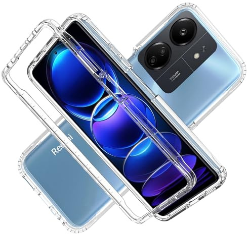 LXHGrowH Funda para Xiaomi Redmi 13C / Poco C65, Carcasa Completa Anti-Shock [360°] Full Body Protección, Fundas Anti-arañazos Protector de Pantalla Incorporado, Cover Antigolpes Doble [Transparente]