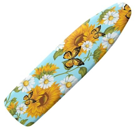 HOWILATH Butterfly Sunflower Ironing Board Cover Suitable for 122 x 38cm Iron Board Anti-slip Ironing Board Elastic Covers, Easy Installation-M