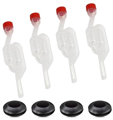 4 Stück Gärröhrchen Gärset, Gärspund Gärröhrchen Gäraufsatz Set, Gärspund mit stopfen, Airlock Gärröhrchen Bubbler, 4 Schwarze Luftschleusentülle, für Weinballon，Reine Saftgärung, Bierbrauen, Wein