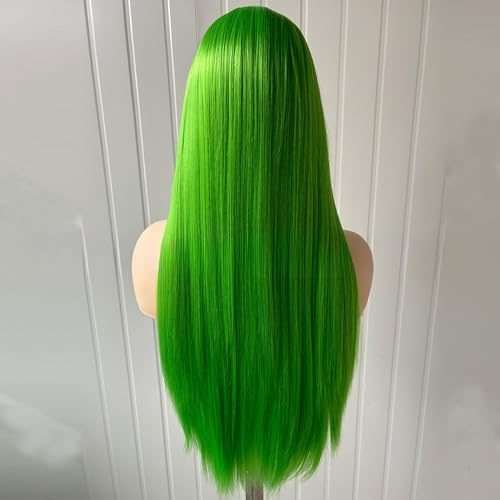 BZSQD Pelucas Verdes de 59-66 CM para Mujeres, Cabello Humano, Accesorios para el Cabello para niñas, en Fiestas diarias