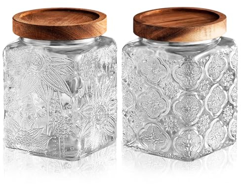 Kiss Me Vintage Glass Jars With Lid Airtight Colored 800ml 2pk | 800ml Capacity, Airtight Seal, Colored Glass, Perfect For Kitchen, Pantry Storage, Multi-Purpose Use