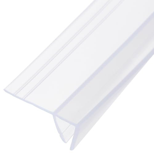 Sourcing Map F-Type Shower Door Side Seal Strip for 5/16 Glass - 130 Long Silicone Frameless Glass Seal, Stop Leaks, Clear