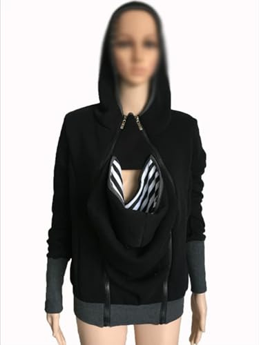 003,L, 3-In-1-Babytrage-Kapuzenjacke Für Damen, Mit Reißverschlussjacke, Känguru-Mantel, Oberteil Für Schwangere, Babytrage, Fleece-Kapuzenpullover, Weiche Und Bequeme Trage