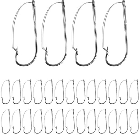 30 anzuelos de pesca de acero de alto carbono para pesca con caja de almacenamiento para gusanos para pesca en lago, río y mar